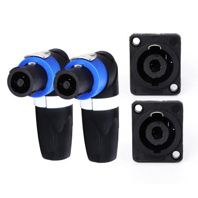 HBU 6 Sets (12 Packs) Right Angle Speakon Connector Kit - 6pcs Twist Lock NL4FRX 4 Pole Adapter and 6pcs Rectangle NL4MP Panel Mount Chassis Socket - Compatible NL4MPR, NL4FC, NL4FX, NLT4X, NL2FC