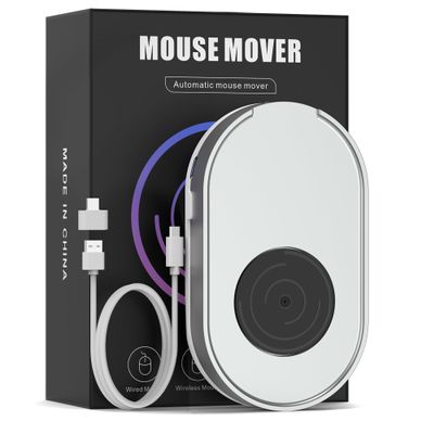 Jerryrun Mouse Jiggler, Undetectable Mouse Mover Device Wiggler Shaker with Drive Free USB Cable and USB Adapter, Physical Automatically Mouse Movement, Keep PC Screen Active, Silver