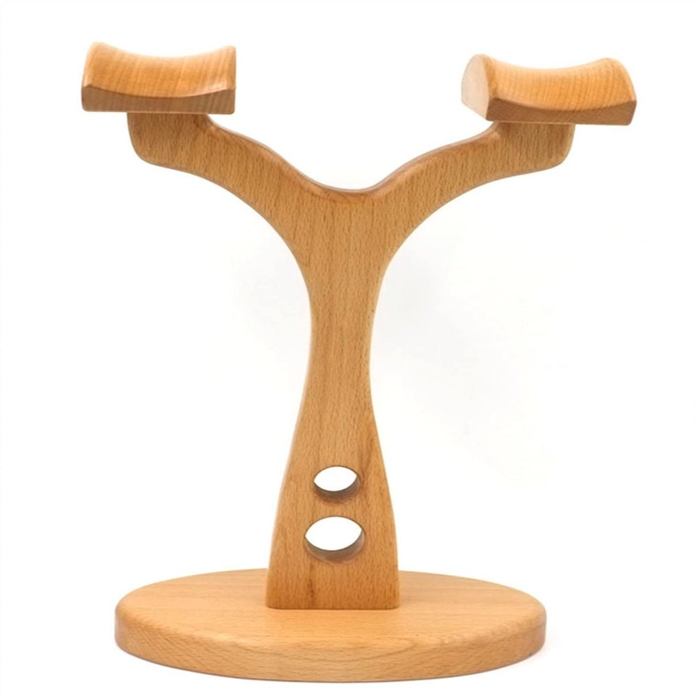 luckxuan Headphone Stand/Headset Holder Universal Wood Headphone Stand Beech Double Headset Stand for Desk, Holds Dual Universal Gaming Earphones and Smart Watch PC Gaming Headset Stand (Color : 1)