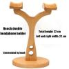 luckxuan Headphone Stand/Headset Holder Universal Wood Headphone Stand  Beech Double Headset Stand for Desk, Holds Dual Universal Gaming Earphones and Smart Watch PC Gaming Headset Stand (Color : 1) view 3