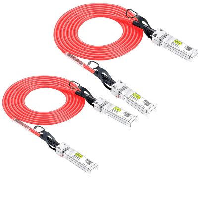 10Gtek [Red Colored 10G SFP+ DAC Cable - Twinax SFP Cable for Cisco SFP-H10GB-CU0.5M, Ubiquiti UniFi, D-Link, Supermicro, Netgear, Mikrotik, Fortinet, 0.5-Meter(1.64ft), 2 Pack