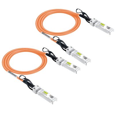 10Gtek [Orange Colored 10G SFP+ DAC Cable - Twinax SFP Cable for Cisco SFP-H10GB-CU0.5M, Ubiquiti UniFi, D-Link, Supermicro, Netgear, Mikrotik, Fortinet, 0.5-Meter(1.64ft), 2 Pack
