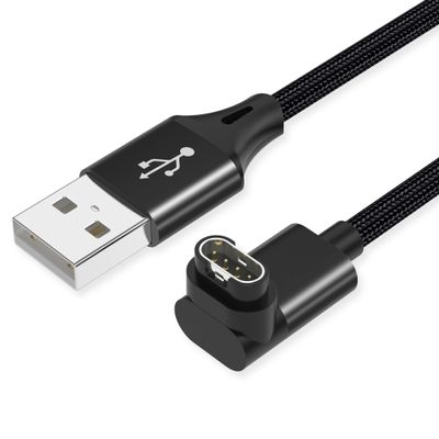 AGVEE 2 Pack 3.3ft Charger for Garmin Watch, L-Shape Charging Cable for Fenix, Forerunner, Vivoactive, Instinct, Venu, Tactix, Approach, D2, Quatix Series, Right Angle Braided, Black