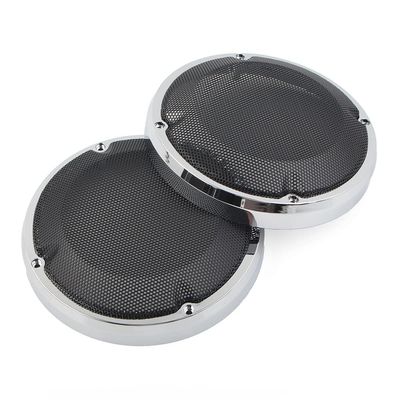 GZYF Motorcycle 6.5" Saddlebag Lid Speaker Grill Cover, Mesh Speaker Grille Cover With Screws for Harley Touring Electra Glibe 1983-2020, Chrome & Black