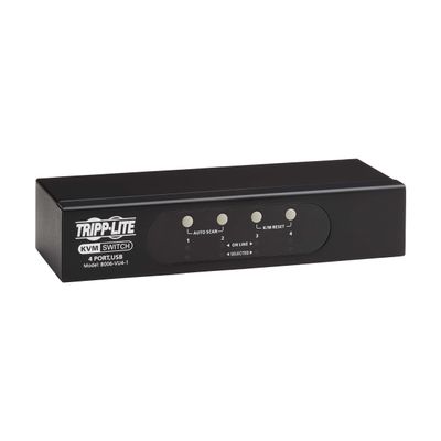 Tripp Lite 4-Port KVM Switch VGA with USB or PS/2 Port for Keyboard Mouse, Desktop PC, 4 Computers 1 Monitor, Plug and Play - Windows, macOS, Linux Compatible - 3-Year Warranty (B006-VU4-1)