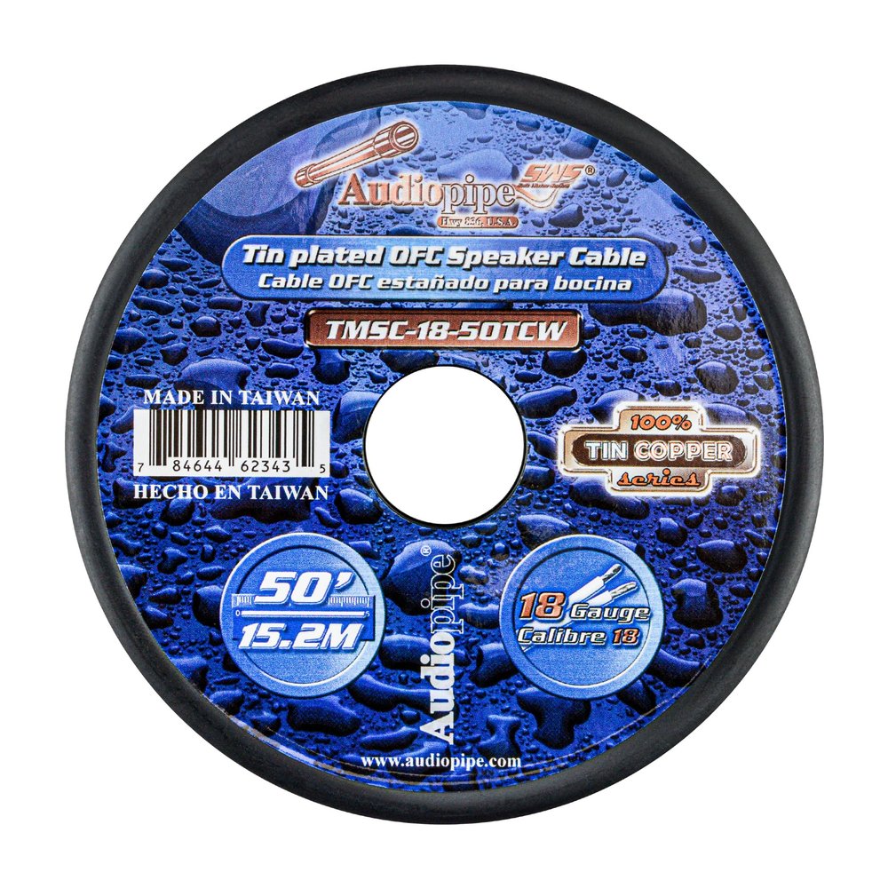 Audiopipe Marine Grade Speaker Cable Tinned OFC Copper Duplex / 2 Conductors (18 AWG 50 Feet)