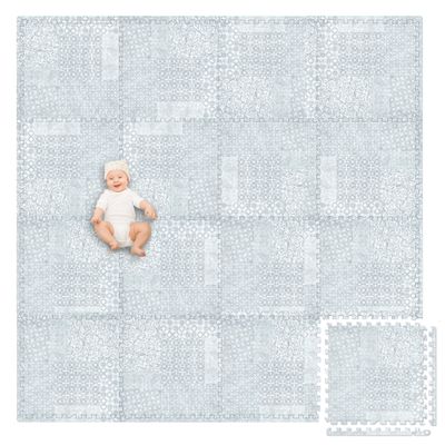 Play Platoon Non-Toxic Extra-Thick Children's Play Mat, 16 Tile - 96 x 96 inch Comfortable Cushiony Foam Floor Puzzle Mat for Kids & Toddlers with 24 x 24 inch Tiles - Grey, Boho Modern
