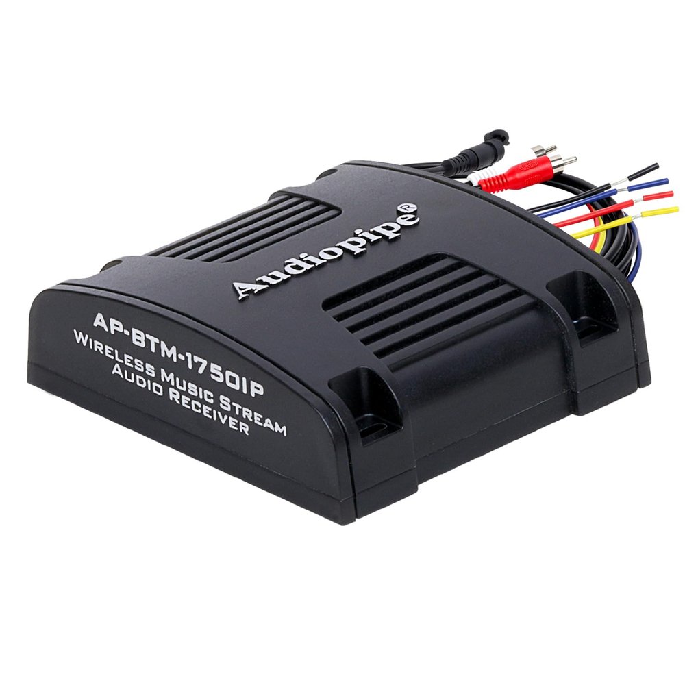 Audiopipe Bluetooth 5.0 Audio Receiver (AP-BTM-1750IP), Car Stereo & Marine Bluetooth Adapter, RCA Output Wireless Audio Receiver, IPX7 Waterproof for Car, Boat, ATV, UTV & Golf Cart
