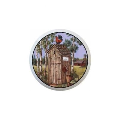 Farm Fresh Knobs Design Ceramic Cabinet Knobs Round Kitchen Bathroom or Furniture Cabinet Handles or Pulls w/Glossy Finish - Country Outhouse Drawer Knobs Design - 1.5 x 1.5 Inches (Rooster Outhouse)