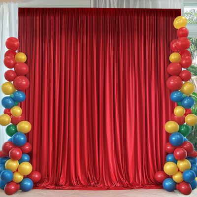 10ft x 10ft Wrinkle Free Red Backdrop Curtains for Parties, 2 Panels 5x10ft Polyester Photo Backdrop Drapes for Weddings Birthday Party Christmas Photography Background Cloth