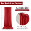 10ft x 10ft Wrinkle Free Red Backdrop Curtains for Parties, 2 Panels 5x10ft Polyester Photo Backdrop Drapes for Weddings Birthday Party Christmas Photography Background Cloth view 2