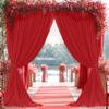 10ft x 10ft Wrinkle Free Red Backdrop Curtains for Parties, 2 Panels 5x10ft Polyester Photo Backdrop Drapes for Weddings Birthday Party Christmas Photography Background Cloth view 3