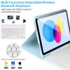 AHYWTAN for iPad 11/10th Generation Case with Keyboard,Detachable Bluetooth Keyboard case for iPad A16 2025 11 inch/10th Gen 2022 10.9 with Pencil Holder, Square Keycaps,Blue-W view 3