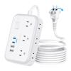 NTONPOWER 10FT Extension Cord 2 Prong, 2 Prong to 3 Prong Outlet Adapter, 1875W 2 Prong Power Strip with 4 USB Ports(2 USB C),Wall Mount Flat Plug Extension Cord Old House view 1
