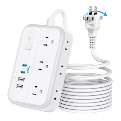 NTONPOWER Extension Cord 15 FT, 1875W Two Prong to Three Prong Outlet Adapter, Power Strip, Rotating Plug 2 Prong Extension Cord with 4 USB Ports(2 USB C), for Old House