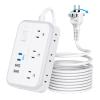 NTONPOWER Extension Cord 15 FT, 1875W Two Prong to Three Prong Outlet Adapter, Power Strip, Rotating Plug 2 Prong Extension Cord with 4 USB Ports(2 USB C), for Old House view 1