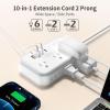 NTONPOWER Extension Cord 15 FT, 1875W Two Prong to Three Prong Outlet Adapter, Power Strip, Rotating Plug 2 Prong Extension Cord with 4 USB Ports(2 USB C), for Old House view 3