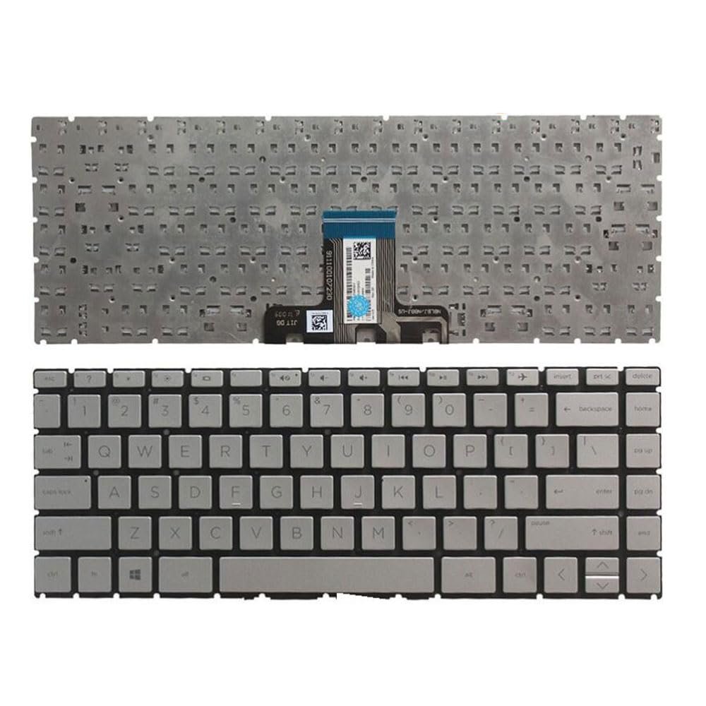 Laptop Replacement Keyboard Compatible for HP Pavilion 240 245 246 G7 14-CM 14-DG 14-CK 14-DH 14-CD 14-CE 14-DQ 14S-DQ TPN-I131 TPN-Q221 TPN-W139 TPN-Q207 US Layout (Silver No Backlit)