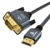 Thsucords HDMI to VGA Cable 3.3FT, Gold Plated Braided HDMI to VGA Cable (Male to Male) Compatible for Computer, Desktop, Laptop, PC, Monitor, Projector view 1