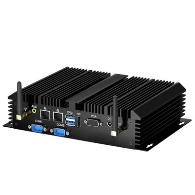 Thdeukoty Fanless Mini Industrial PC, Desktop Computer Core i5-4200U Windows 10 Pro, 16GB RAM 512GB SSD, 2xNICs, 2*COM RS232, 4xUSB3.0, Dula-Band WiFi, HDMI/VGA Ports, Gigabit LAN, Auto Power On