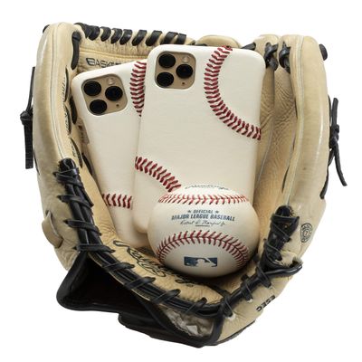 mcmadley Baseball Phone Case for iPhone 14 Pro Max - Made with Professional Baseball Leather and Raised Red Hand Stitching, Thin Case, Protective Grip, Authentic Leather Cover
