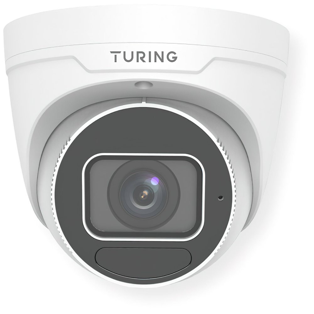 Turing TP-MVD4MV2-1Y CORE AI VSaaS License-Enabled 4MP Low Light Turret IP Camera, White, 2.7-13.5mm Motorized Varifocal Lens, Smart Video Search and Alerts with CORE AI License