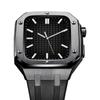 TPUOTI For Apple Watch Band 45mm 44mm With Silicone Strap Shockproof Bumper for iWatch Series 7/SE/6/5/4 Business casual style watch Strap Men Women Military Metal case(Black Sky blue,45MM FOR 7) view 2
