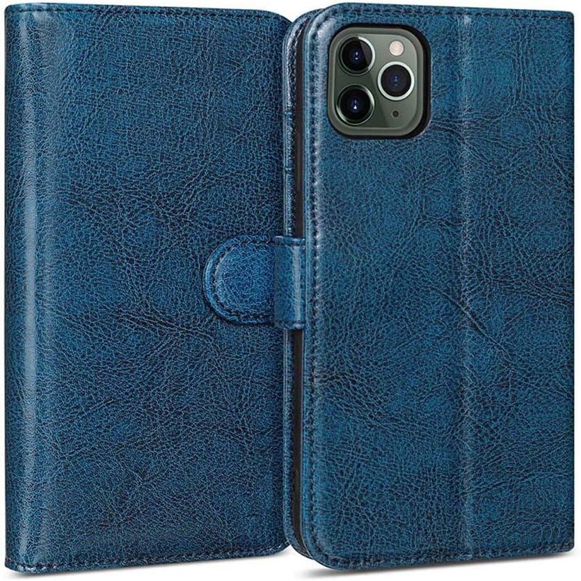 TPUOTI Magnetic Flip Case for Apple iPhone 12 Pro (2020) 6.1 Inch, Genuine Leather Clamshell Phone Cover Wallet with 2 Card Slots (Color : Blue)
