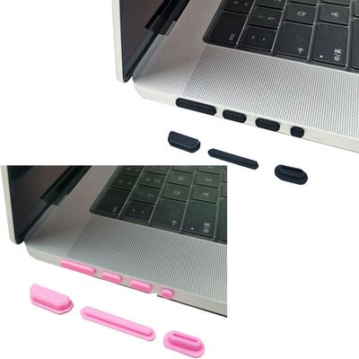 14 PCS Silicone Anti Dust Port Plug Cover Stopper Caps Set Compatible with MacBook Pro 14 A3434 A3185 & MacBook Pro 16 A2485 A2780 for HDMI, Thunderbolt, SD, Charger Port & Headphone  Pink & Black