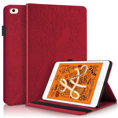 SGTD Case Cover Compatible with iPad mini 1/2/3/4/5 PU Leather Case Flip Wallet Protective Cover Tree of Life Tablet Case Card Slot Tablet PC Cover Tablet Cover (Color : Vermelho)