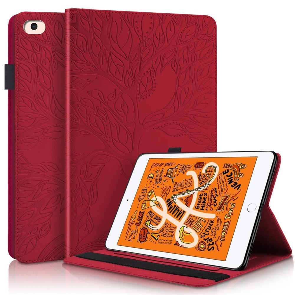 SGTD Case Cover Compatible with iPad mini 1/2/3/4/5 PU Leather Case Flip Wallet Protective Cover Tree of Life Tablet Case Card Slot Tablet PC Cover Tablet Cover (Color : Vermelho)