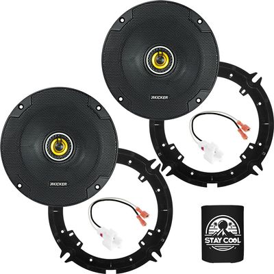 KICKER Speakers 6.5 inch for Hyundai Elantra 2011-2016 Upgrade Kit - Pair of CS Series with Adapters and Harness, Coaxial 6 1/2 Car Audio Front or Rear Door Speaker CSC65, 46CSC654