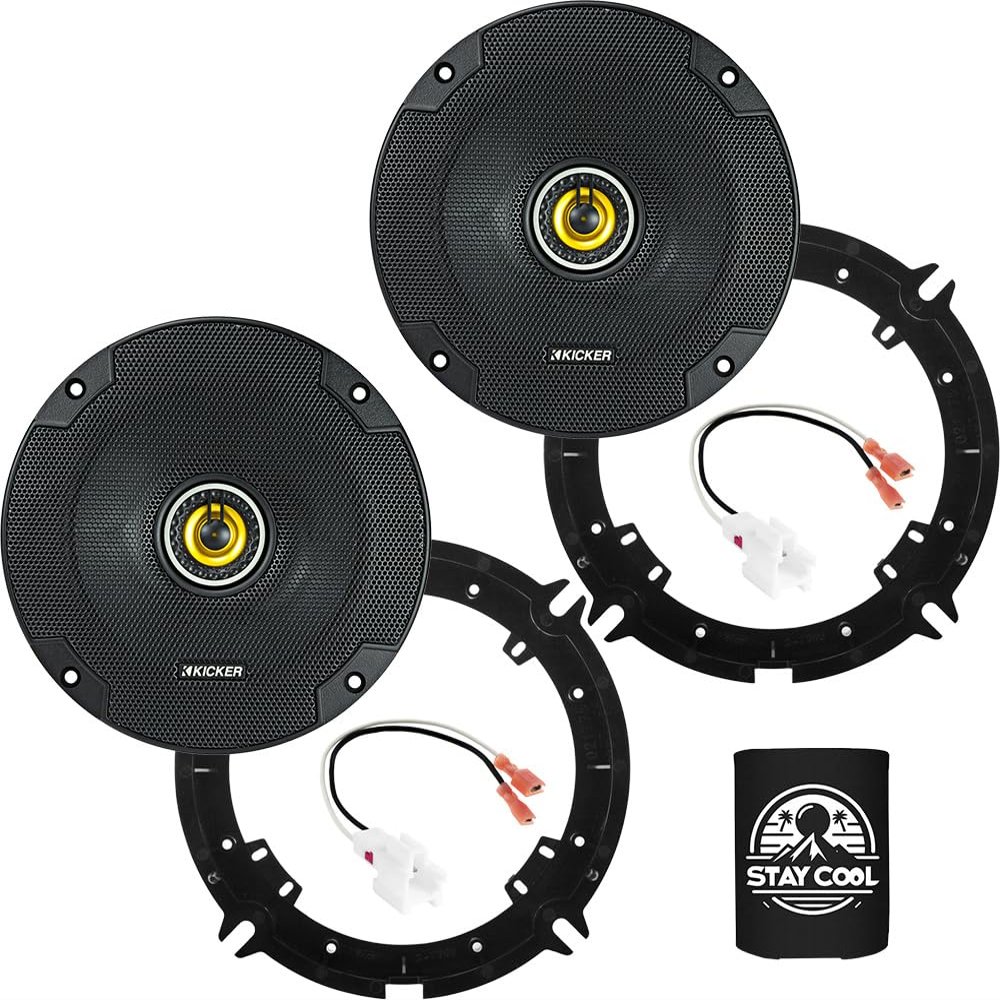 KICKER Speakers 6.5 inch for Hyundai Elantra 2011-2016 Upgrade Kit - Pair of CS Series with Adapters and Harness, Coaxial 6 1/2 Car Audio Front or Rear Door Speaker CSC65, 46CSC654
