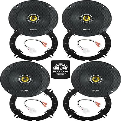 KICKER Speakers 6.5 inch for Hyundai Elantra 2011-2016 Upgrade Kit - 4 Pack of CS Series with Adapters and Harness, Coaxial 6 1/2 Car Audio Front and Rear Door Speaker CSC65, 46CSC654