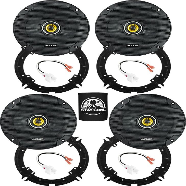 KICKER Speakers 6.5 inch for Hyundai Elantra 2011-2016 Upgrade Kit - 4 Pack of CS Series with Adapters and Harness, Coaxial 6 1/2 Car Audio Front and Rear Door Speaker CSC65, 46CSC654