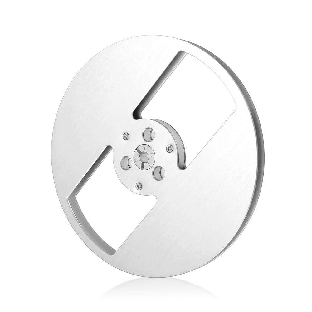 1/4 7 Inch Empty Tape Reel, Aluminum Alloy Nab Open Reel Takeup Reel, 1/4 Empty Tape Up Reel to Reel Small Hub Adapter with 2 Holes Opening Machine Part Tape Take Up Reel (Silver)