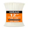 12 inch Zip Ties Clear White, 50 Lbs Tensile Strength, UV resistant, Self-locking, Multi-purpose Nylon Cable Ties, Wire Ties, Tie Wraps for Professionals, Office, Home, Cable Management by Nirah view 1