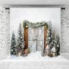 Christmas Backdrop Photography Kate Santa Barn Door Xmas Tree Background Bohemia Studio Props Photo Video, 8x8ft view 1
