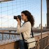 BAGSMART Small Camera Sling Bag for Photographers, Compact Camera Shoulder Bags for DSLR/SLR/Mirrorless Cameras, Waterproof Crossbody Camera Case with Tripod Holder, Ivory White view 2