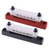 beler Red & Black 12V RV Boat Single Row 6 Post Busbar Ground Rail Power Distribution Block with Cover view 1