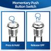 DaierTek 12V Momentary Push Button Switch 12mm Small Metal Waterproof Pushbutton Switch Silver Normally Open (ON) Off 2 Pin SPST for Automotive Car Marine Boat -6Pcs view 3