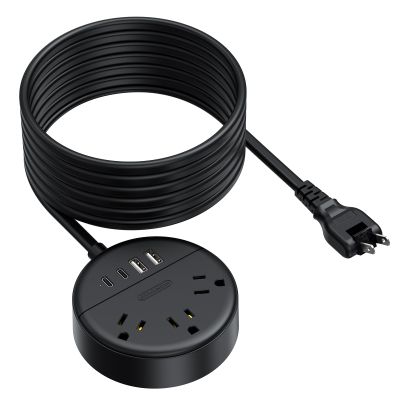 NTONPOWER 2 Prong Extension Cord 9.8ft, 1625W/15A 2 Prong Power Strip, 3 Outlets & 2 USB A & 2 USB C, 2 Prong to 3 Prong Outlet Adapter, Rotating Plug, Wall Mount, Ideal for Older House Office Desktop