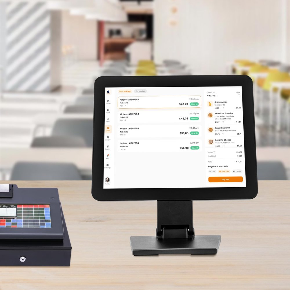 15/17" Touch Screen LED Display Monitor, Pos Touch Screen Monitor, Adjustable up and down Touch Screen Cash Register, Multi-functional Cash Register Can Cashier, Mobile Ordering, Remote Operation,Etc