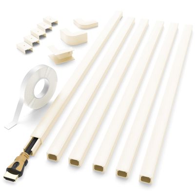 Delamu Beige Cord Hider, 94In One-Cord Cord Covers for Wires on Wall, Beige Cable Hider, Wire Hider Wire Covers for Cords on Wall, Paintable Cable Cover Raceway, 6X L15.7 W0.59 H0.4In, Small