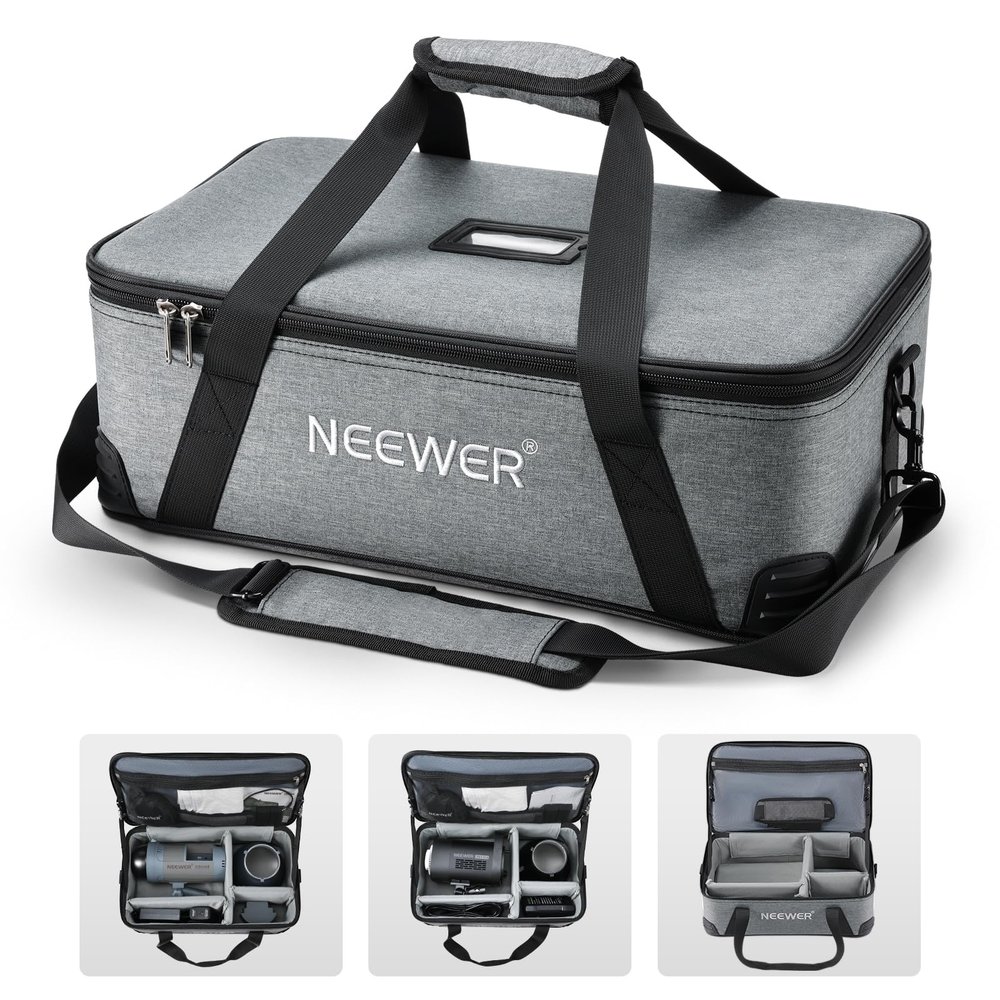 NEEWER Carrying Bag with Movable Foam Padded for Studio Light Q300 Vision 4 ML300 CB60B RGB CB60 MS60B MS60C MS150B, Durable Oxford Cloth Transit Bag Travel Case with Shoulder Strap & Handle, PB5