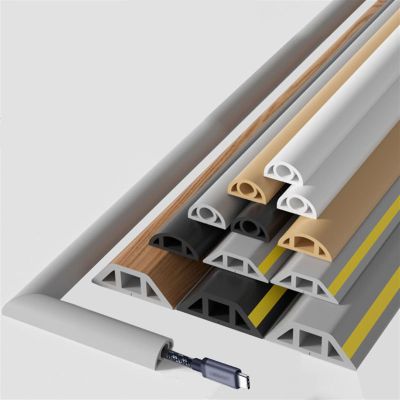9.8ft Adhesive Floor Cable Cover Flexible Cord Management, Cord Cover Floor, Overfloor Cord Protector, Cable Grip, Cord Concealer, Cable Hider Raceway, Extension Cord Cover Prevent Cable Trips(White,D