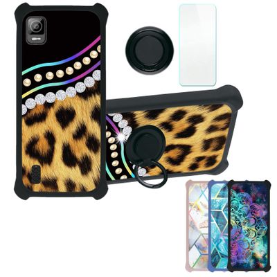 Aroepurt Koobee K100 Case Compatible with Ans Koobee K100 Phone Case SL004T Case Cover [with Tempered Glass Screen Protector][Hard PC + Soft Silicone][Ring Support] [Colorful Reflect Light] IMDH-ZBW