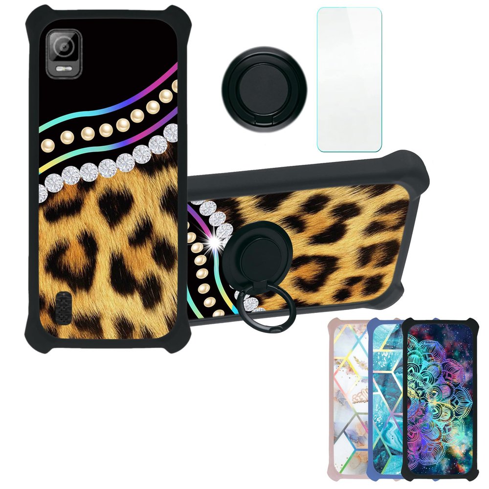 Aroepurt Koobee K100 Case Compatible with Ans Koobee K100 Phone Case SL004T Case Cover [with Tempered Glass Screen Protector][Hard PC + Soft Silicone][Ring Support] [Colorful Reflect Light] IMDH-ZBW