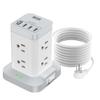 BEVA Surge Protector Tower with 8 AC & 4 USB(USB-C) Ports, 6.5 FT Extension Cord - Charging Station for Office & Dorm Room view 1