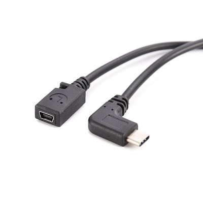 YSJJZRL 27cm Mini Female to Type C Male/90 Degree Angle Type C Male Adapter dapter Converter Charging Cable (Mini Female to 90 Type C Male)